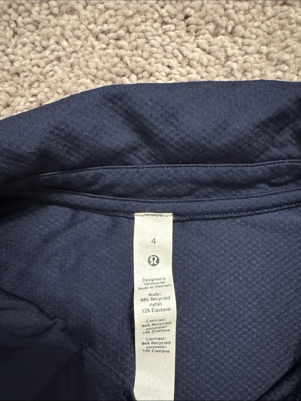 Lululemon Navy Short-Sleeve Polo Top